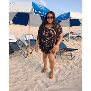 Black Fringe Swimsuit Coverup